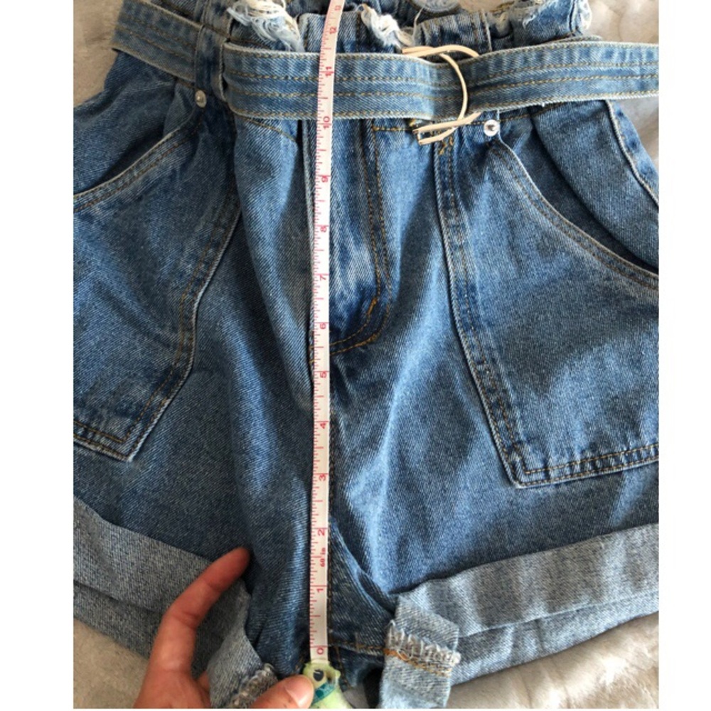 Signature 8 • Paper Bag High Waist Denim Shorts NWT - Picture 9 of 11